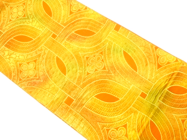 アンティーク　花に抽象模様織り出し袋帯（着用可）